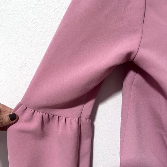 Bar III Pink Wrap Blouse with Bishop Sleeves XS - Picture 5 of 8